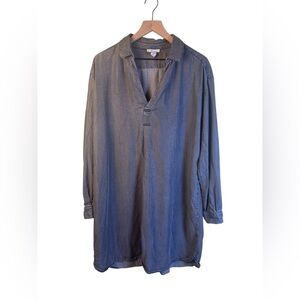 Daily Ritual Gray Long Sleeve Shirt Dress Minimalist Laganlook Size XL